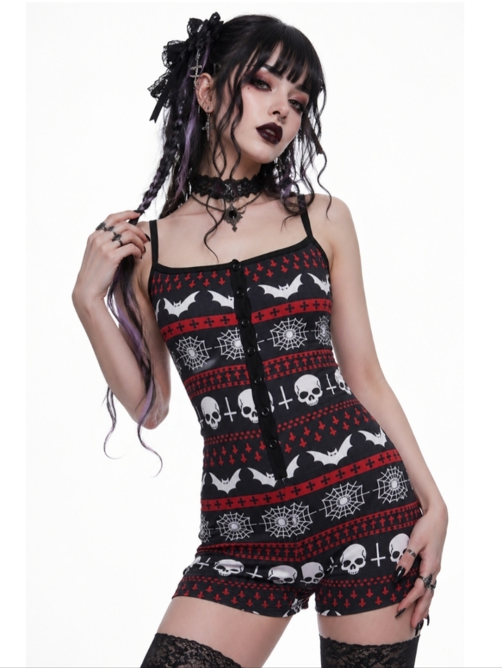 W1DOW Spooky Fair Aisle Thermal Romper